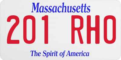 MA license plate 201RH0