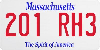 MA license plate 201RH3