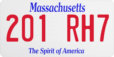 MA license plate 201RH7