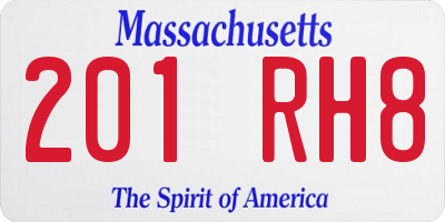 MA license plate 201RH8