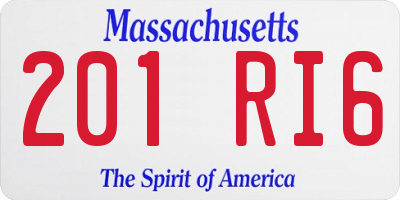 MA license plate 201RI6