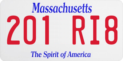 MA license plate 201RI8