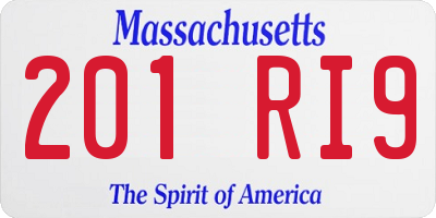 MA license plate 201RI9
