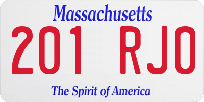 MA license plate 201RJ0