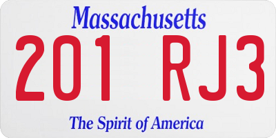 MA license plate 201RJ3