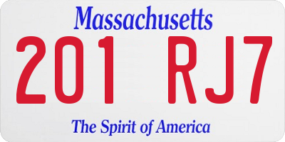 MA license plate 201RJ7