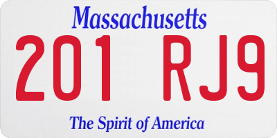 MA license plate 201RJ9