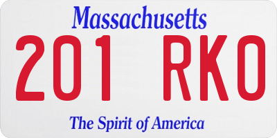 MA license plate 201RK0