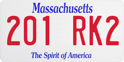 MA license plate 201RK2