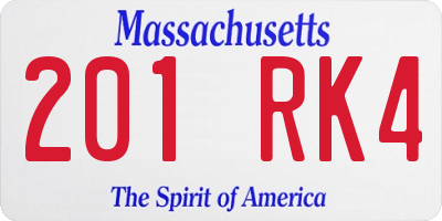 MA license plate 201RK4