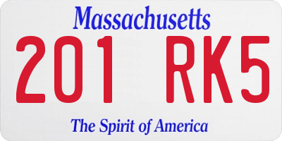 MA license plate 201RK5