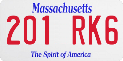 MA license plate 201RK6
