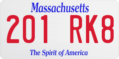 MA license plate 201RK8