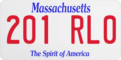 MA license plate 201RL0