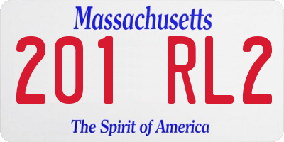 MA license plate 201RL2