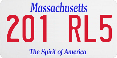 MA license plate 201RL5