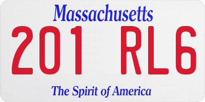 MA license plate 201RL6