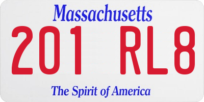 MA license plate 201RL8