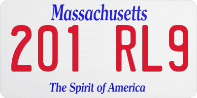 MA license plate 201RL9