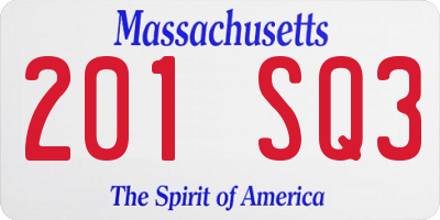 MA license plate 201SQ3