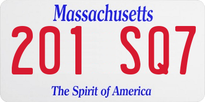 MA license plate 201SQ7