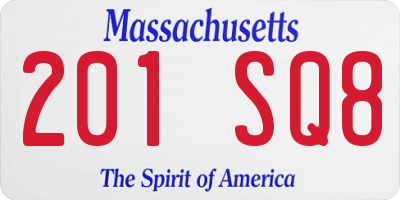 MA license plate 201SQ8