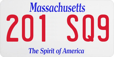 MA license plate 201SQ9