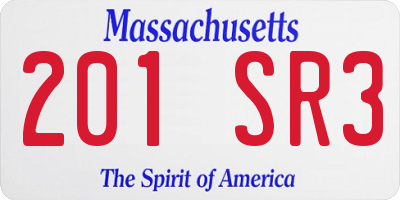 MA license plate 201SR3