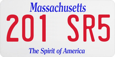 MA license plate 201SR5