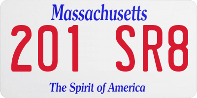 MA license plate 201SR8