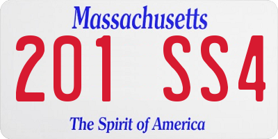MA license plate 201SS4