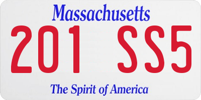 MA license plate 201SS5