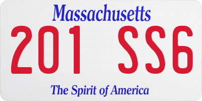 MA license plate 201SS6
