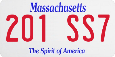 MA license plate 201SS7