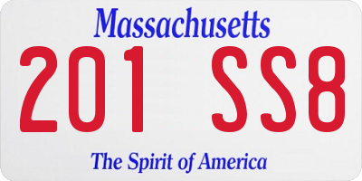 MA license plate 201SS8