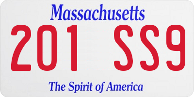 MA license plate 201SS9