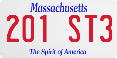 MA license plate 201ST3