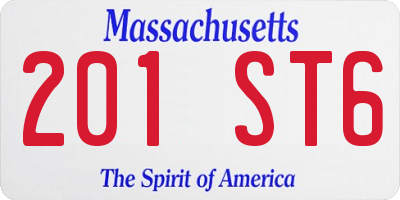 MA license plate 201ST6
