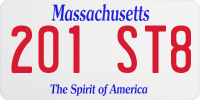 MA license plate 201ST8