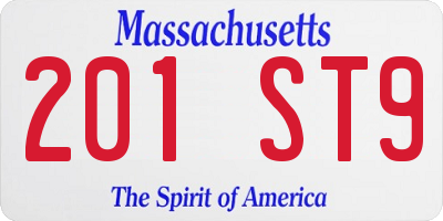 MA license plate 201ST9