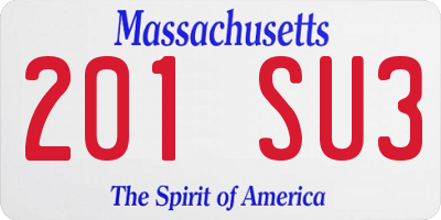MA license plate 201SU3