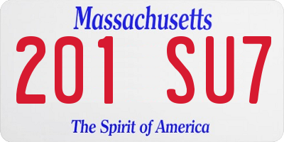 MA license plate 201SU7