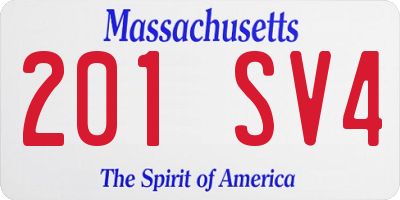 MA license plate 201SV4
