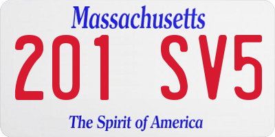 MA license plate 201SV5