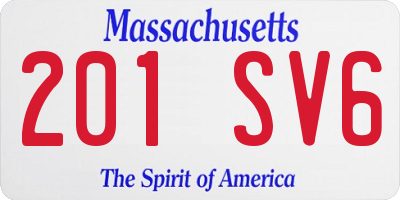 MA license plate 201SV6