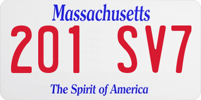 MA license plate 201SV7