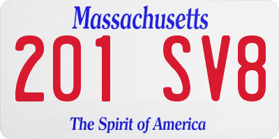 MA license plate 201SV8