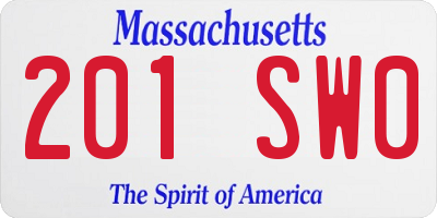 MA license plate 201SW0