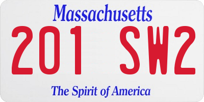 MA license plate 201SW2