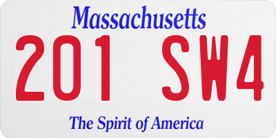 MA license plate 201SW4